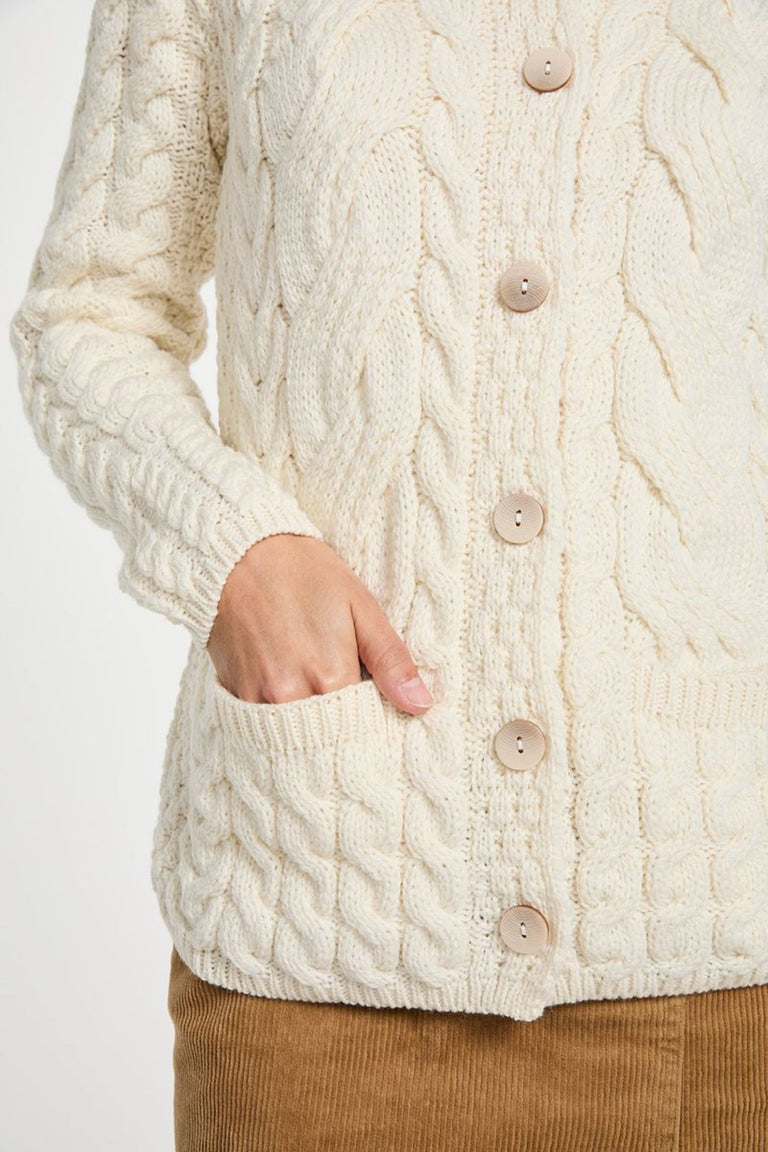 Belcarra Ladies Aran Cardigan - Cream