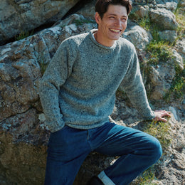 Pull col roulé en tweed Raheen pour homme - Gris clair