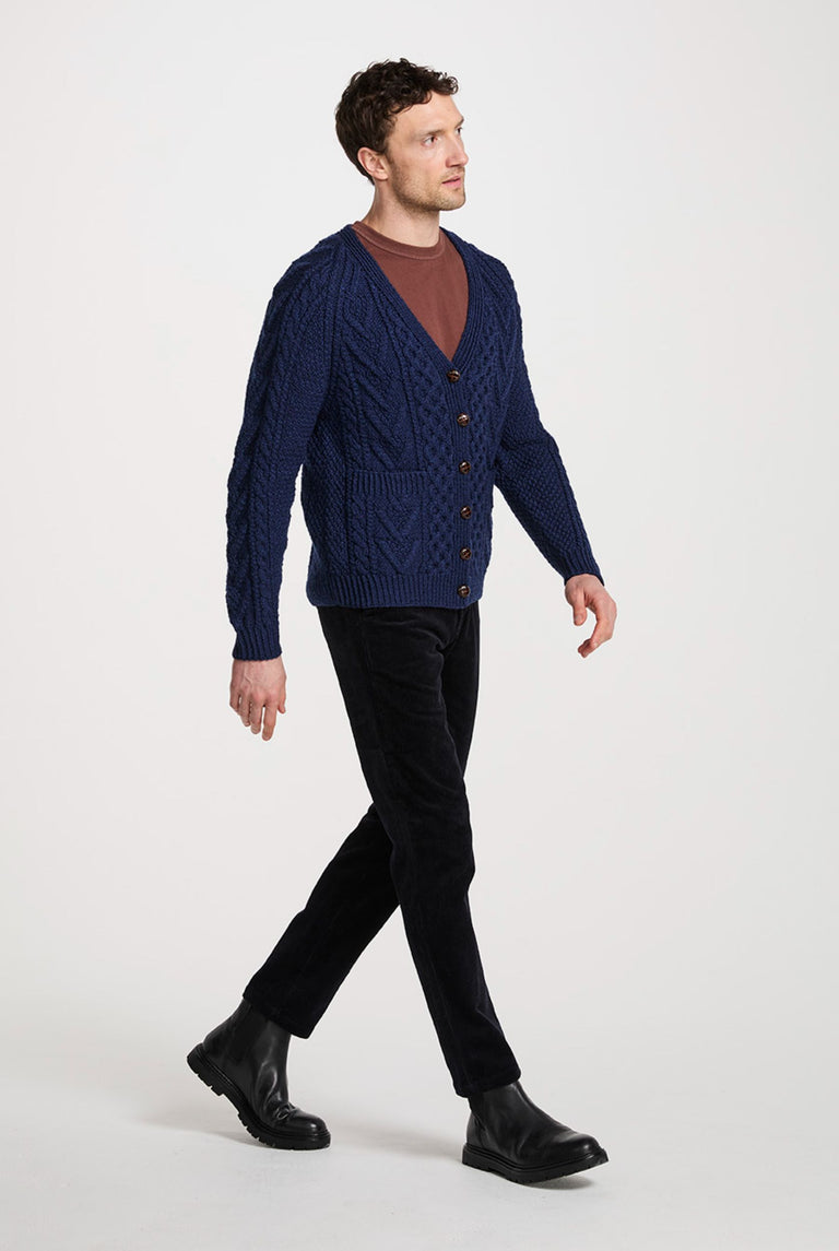 Glenisland Ladies Handknit V-Neck Cardigan - Navy