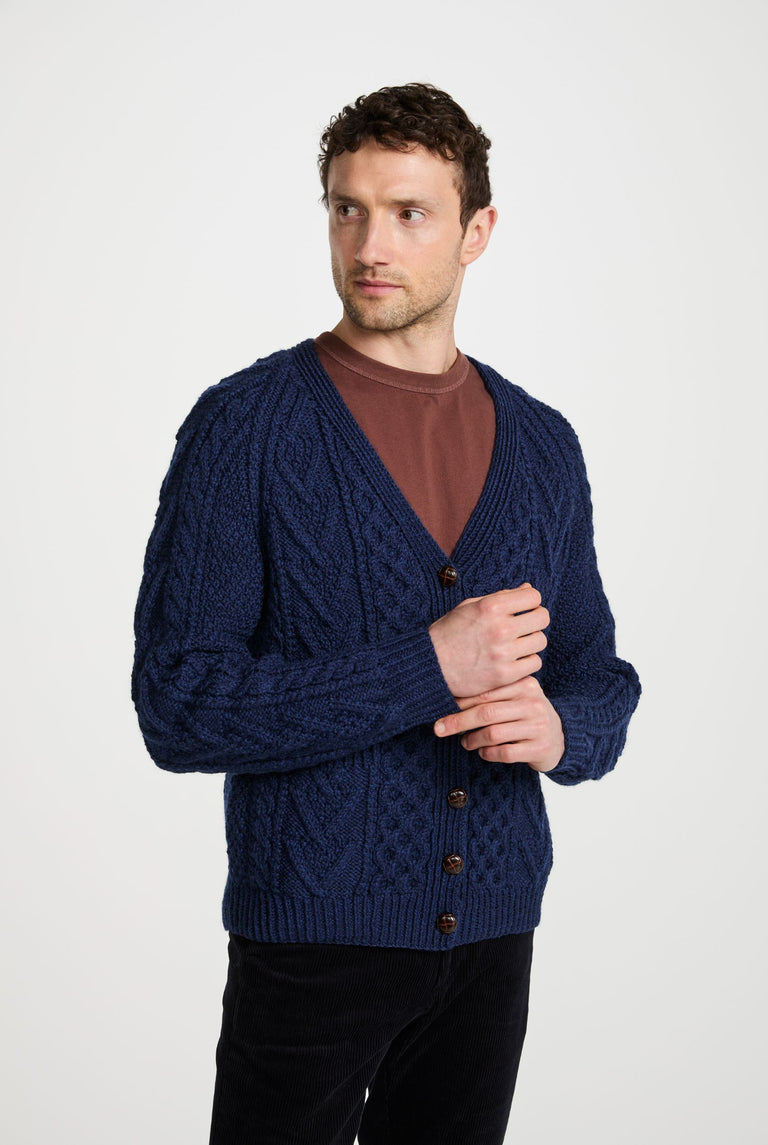 Glenisland Ladies Handknit V-Neck Cardigan - Navy