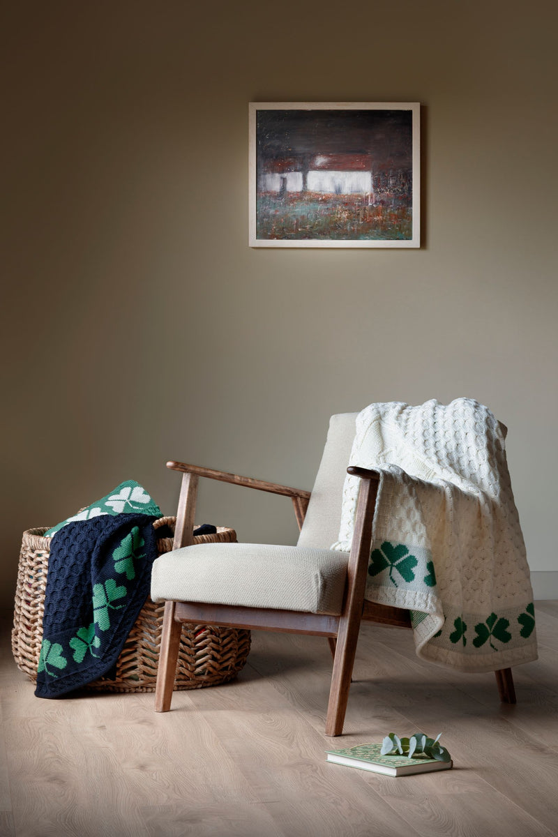 Shamrock Heritage Merino Aran Throw - Cream