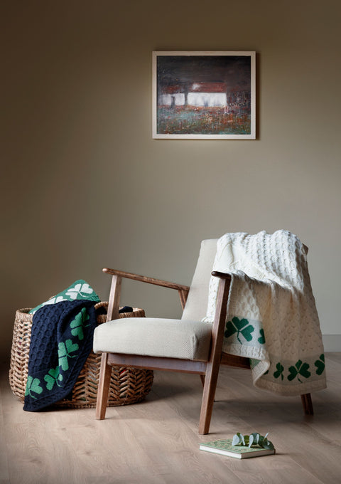 Shamrock Heritage Merino Aran Throw - Cream