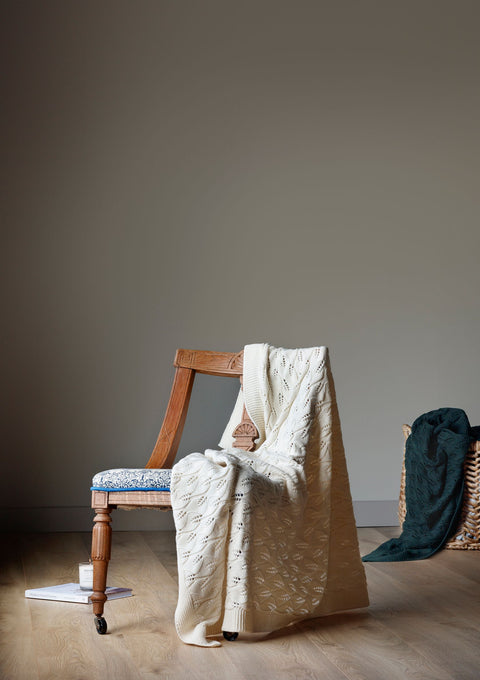 Líle Lace Leaves Supersoft Merino Throw - Cream