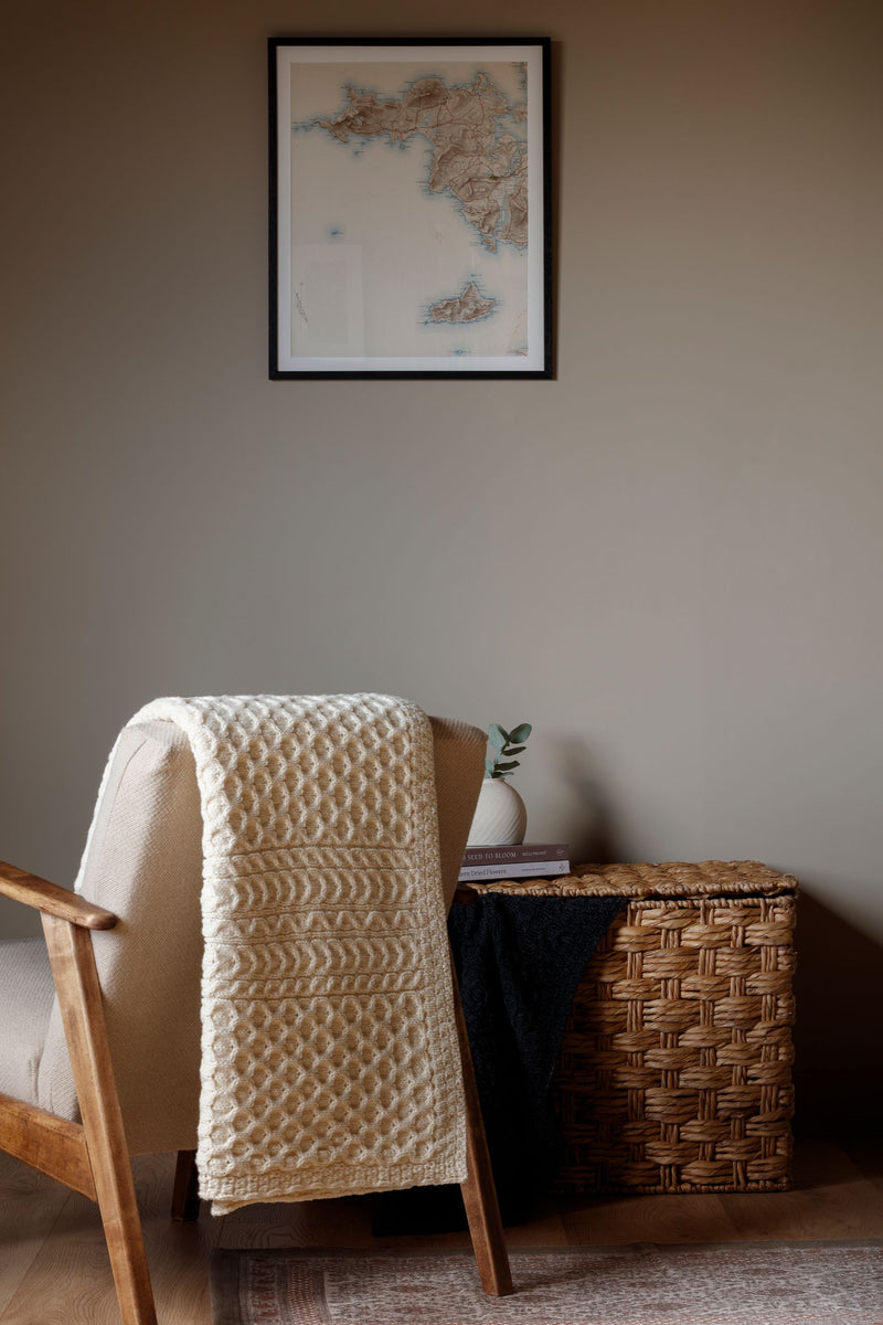 Bertra Aran Classic Wool Blanket - Cream