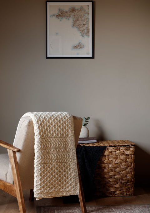 Bertra Aran Klassische Wolldecke - Creme