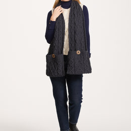 Moy Aran Pocket Merino Scarf - Grey