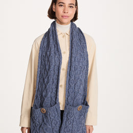 Moy Aran Pocket Merino Scarf - Denim