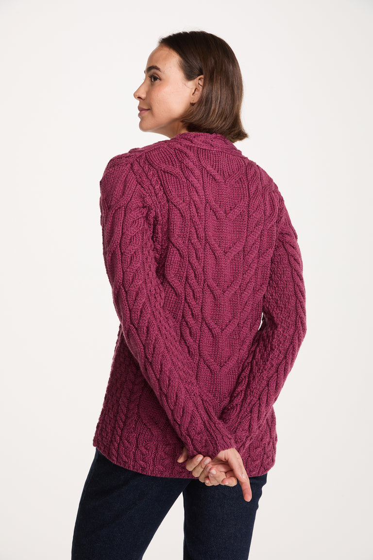 Tralee Damen-Pullover mit V-Ausschnitt, superweich, Merinowolle, Rosa 
