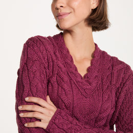 Tralee Ladies V-Neck Supersoft Merino Sweater - Berry