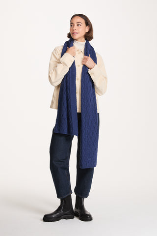 Leenane Supersoft Merino Aran Scarf -  Navy
