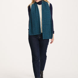 Kilconnell Plaited Aran scarf -  Irish Sea