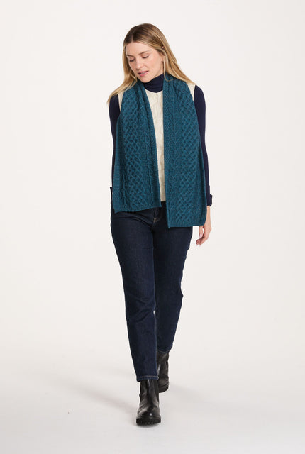 Kilconnell Plaited Aran scarf -  Irish Sea