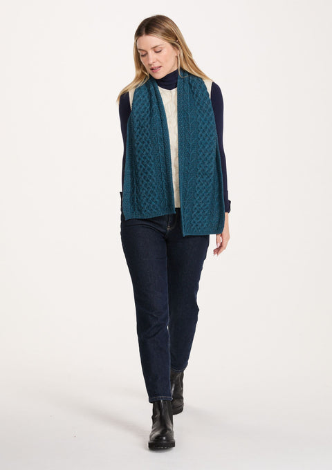 Kilconnell Plaited Aran scarf -  Irish Sea