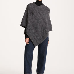 Poncho Aran pour femme Aasleagh Falls - Gris