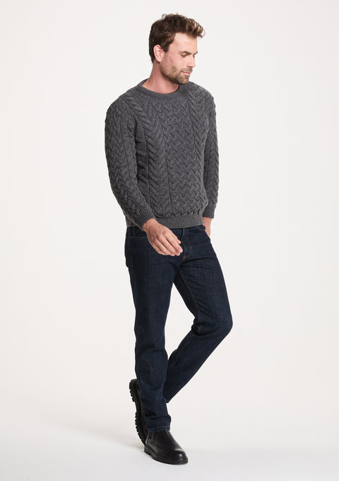 Pull ras du cou Aran Omey pour homme - Anthracite