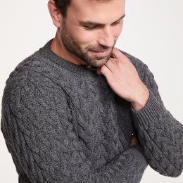Pull ras du cou Aran Omey pour homme - Anthracite