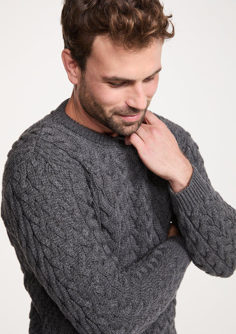 Pull ras du cou Aran Omey pour homme - Anthracite