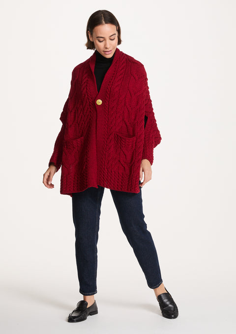 Cardigan cache-cœur en laine mérinos Knocknarea pour femme - Bleu