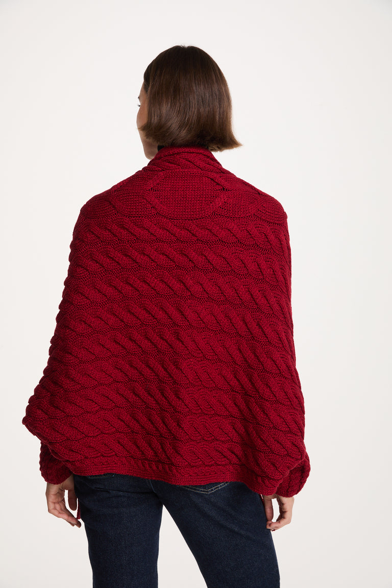 Knocknarea Ladies Wrap Merino Cardigan - Red