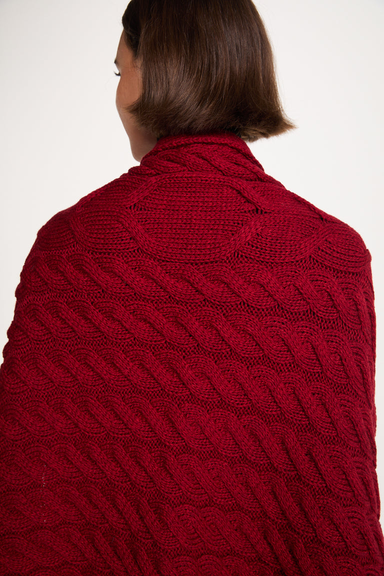 Knocknarea Ladies Wrap Merino Cardigan - Red