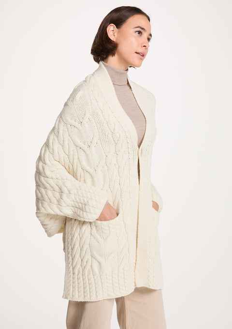 Cardigan cache-cœur en laine mérinos Knocknarea pour femme - Bleu
