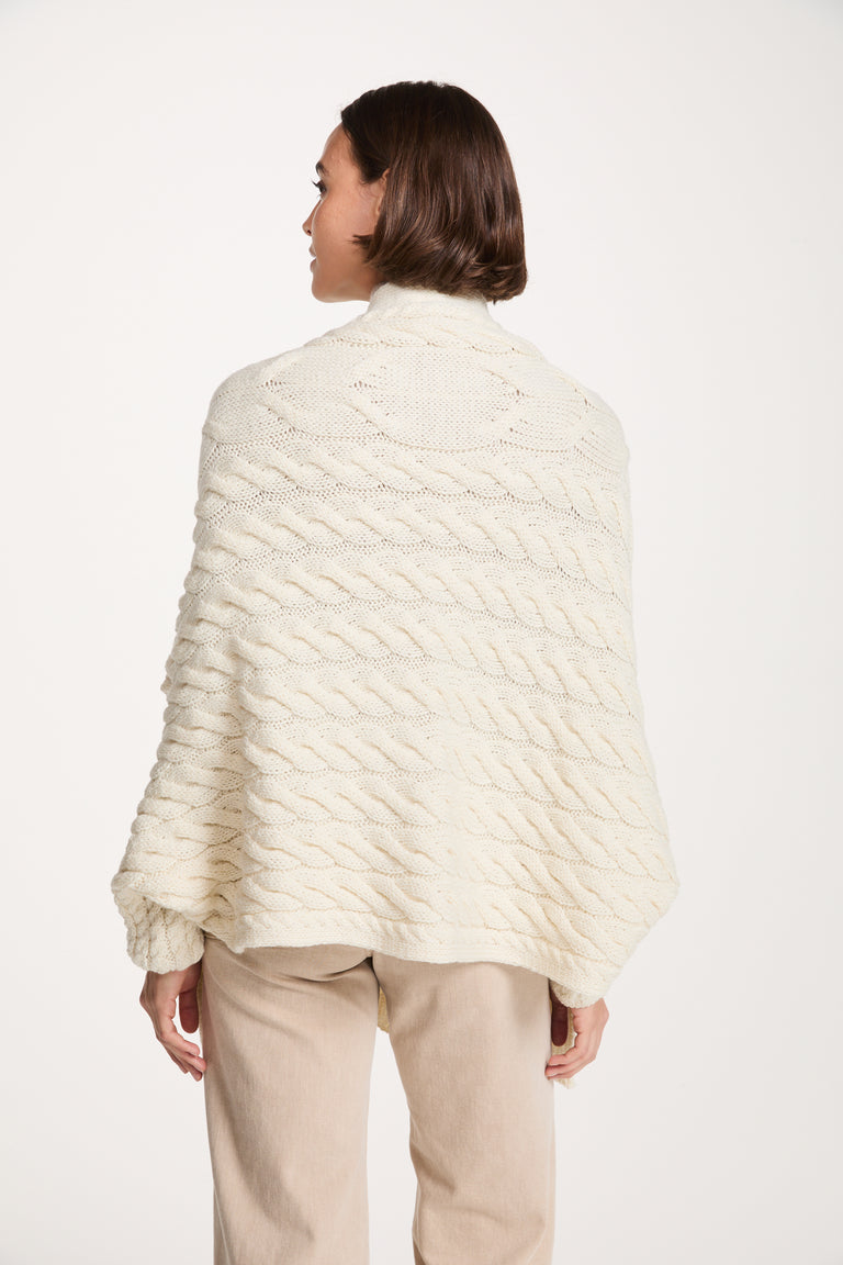 Knocknarea Ladies Wrap Merino Cardigan - Cream