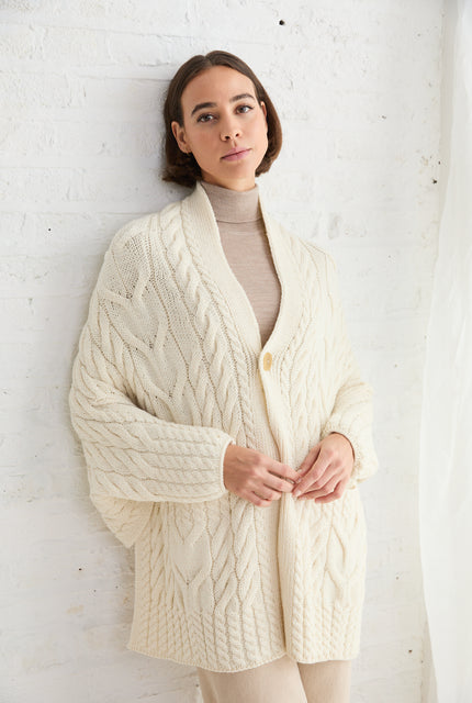 Cardigan cache-cœur en laine mérinos Knocknarea pour femme - Bleu
