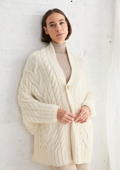 Cardigan cache-cœur en laine mérinos Knocknarea pour femme - Bleu