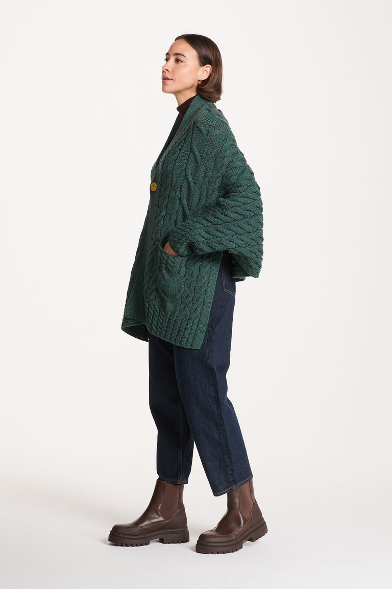 Knocknarea Ladies Wrap Merino Cardigan - Teal