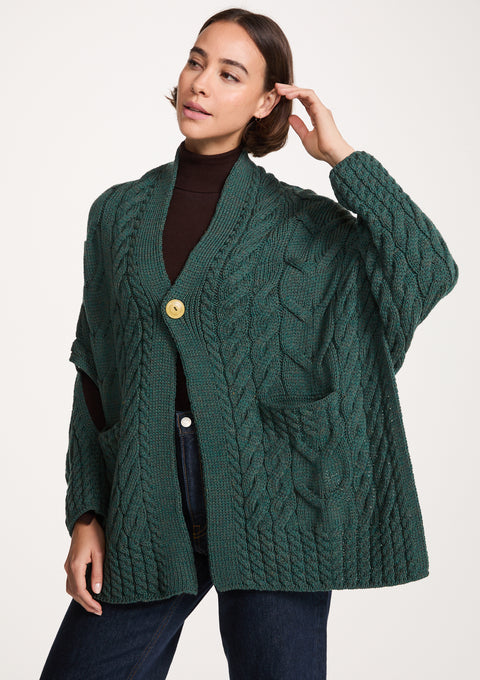 Cardigan cache-cœur en laine mérinos Knocknarea pour femme - Bleu