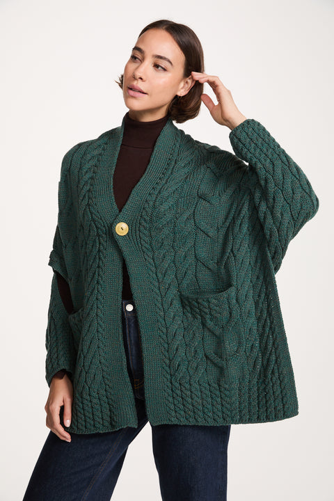 Knocknarea Ladies Wrap Merino Cardigan - Teal