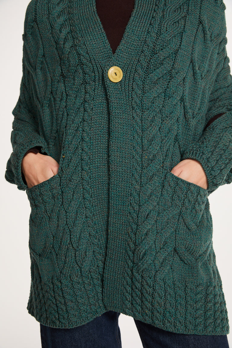 Knocknarea Ladies Wrap Merino Cardigan - Teal