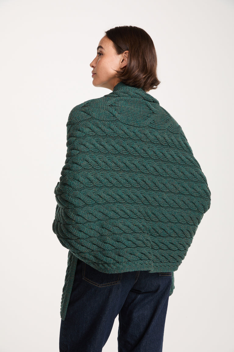 Knocknarea Ladies Wrap Merino Cardigan - Teal