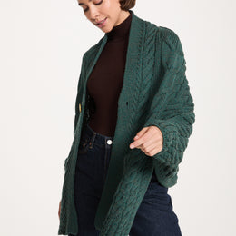Knocknarea Ladies Wrap Merino Cardigan - Teal