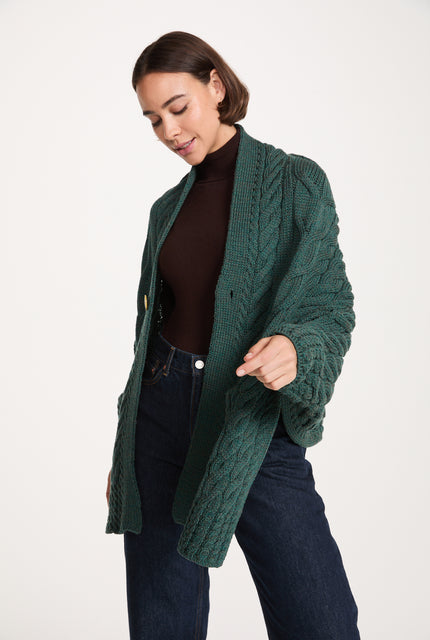 Cardigan cache-cœur en laine mérinos Knocknarea pour femme - Bleu
