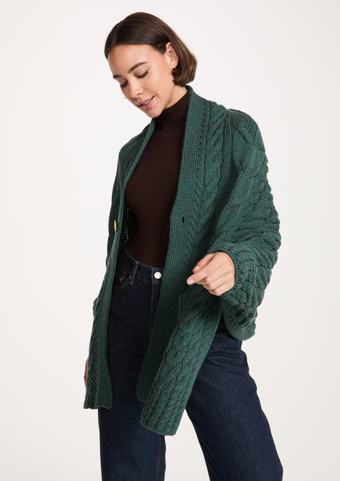Cardigan cache-cœur en laine mérinos Knocknarea pour femme - Bleu