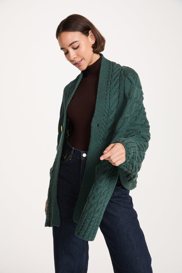Knocknarea Ladies Wrap Merino Cardigan - Teal