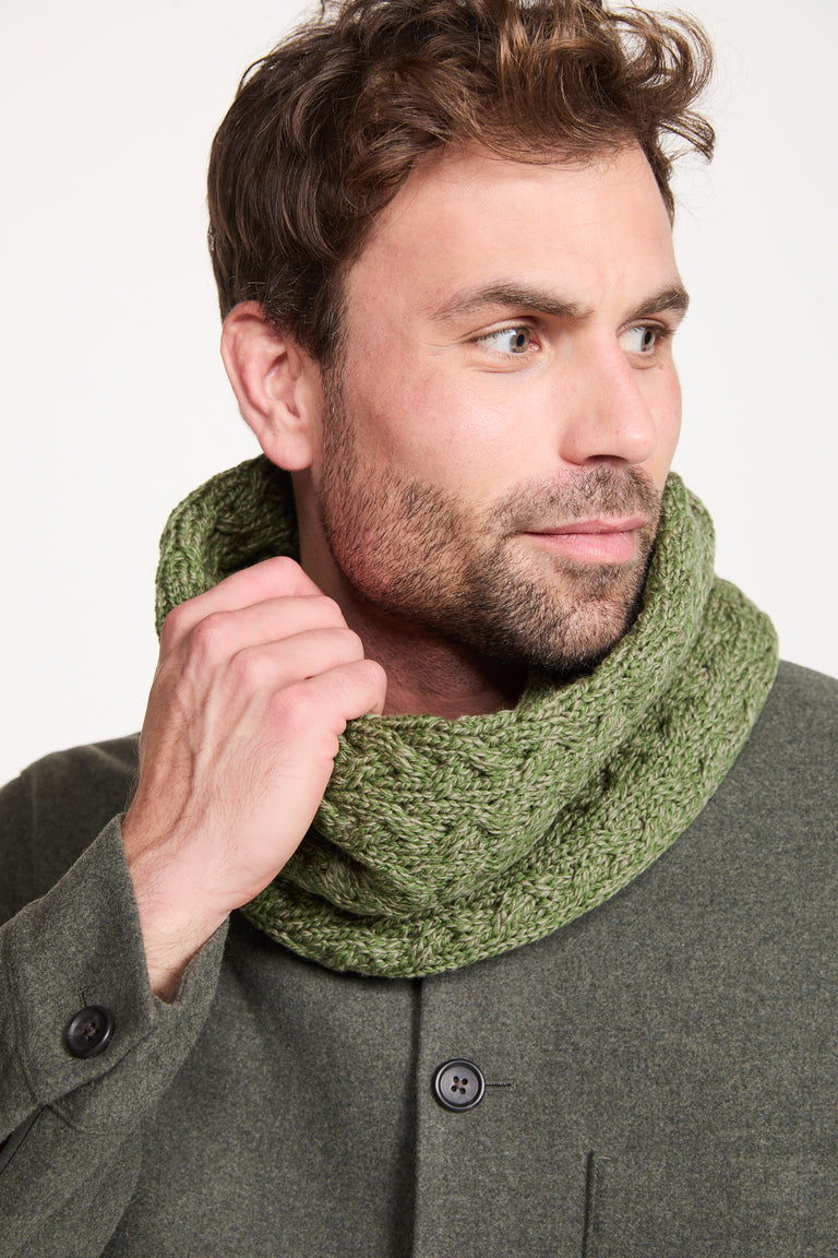 Newport Aran Cable Snood - Green