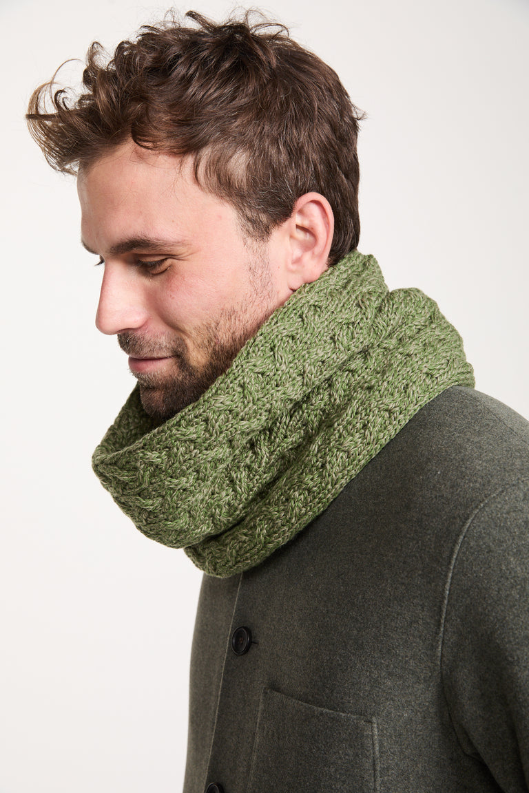 Newport Aran Cable Snood - Green