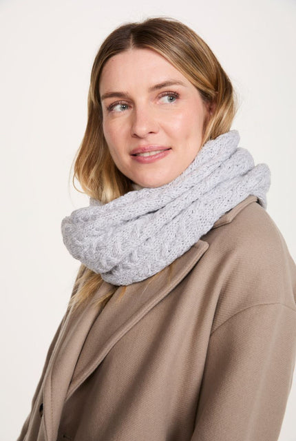 Newport Aran Cable Snood - Feather Grey