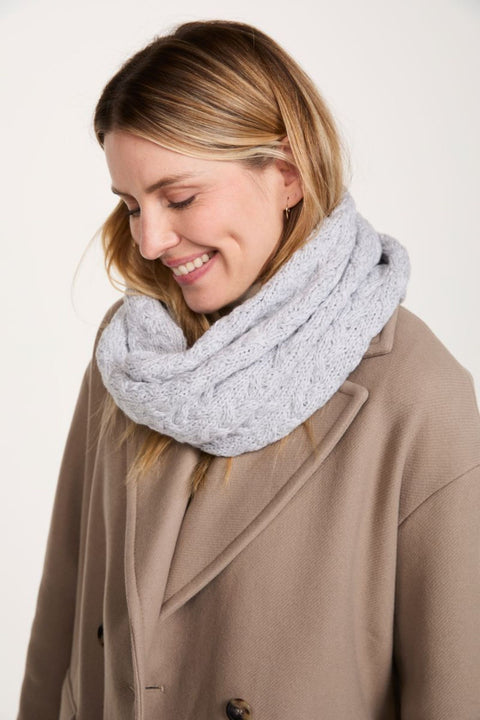 Newport Aran Cable Snood - Feather Grey