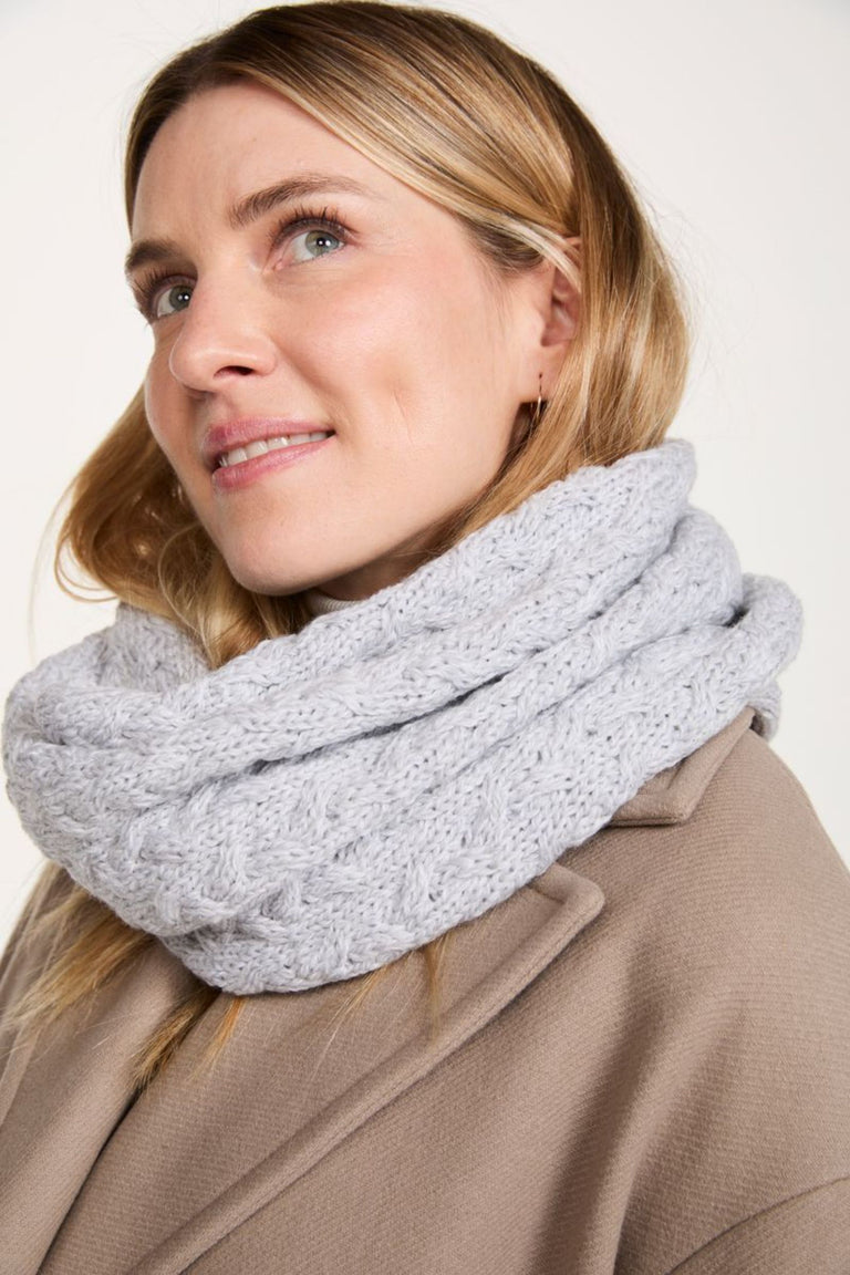Newport Aran Cable Snood - Feather Grey