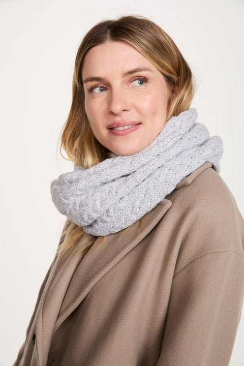 Newport Aran Cable Snood - Feather Grey