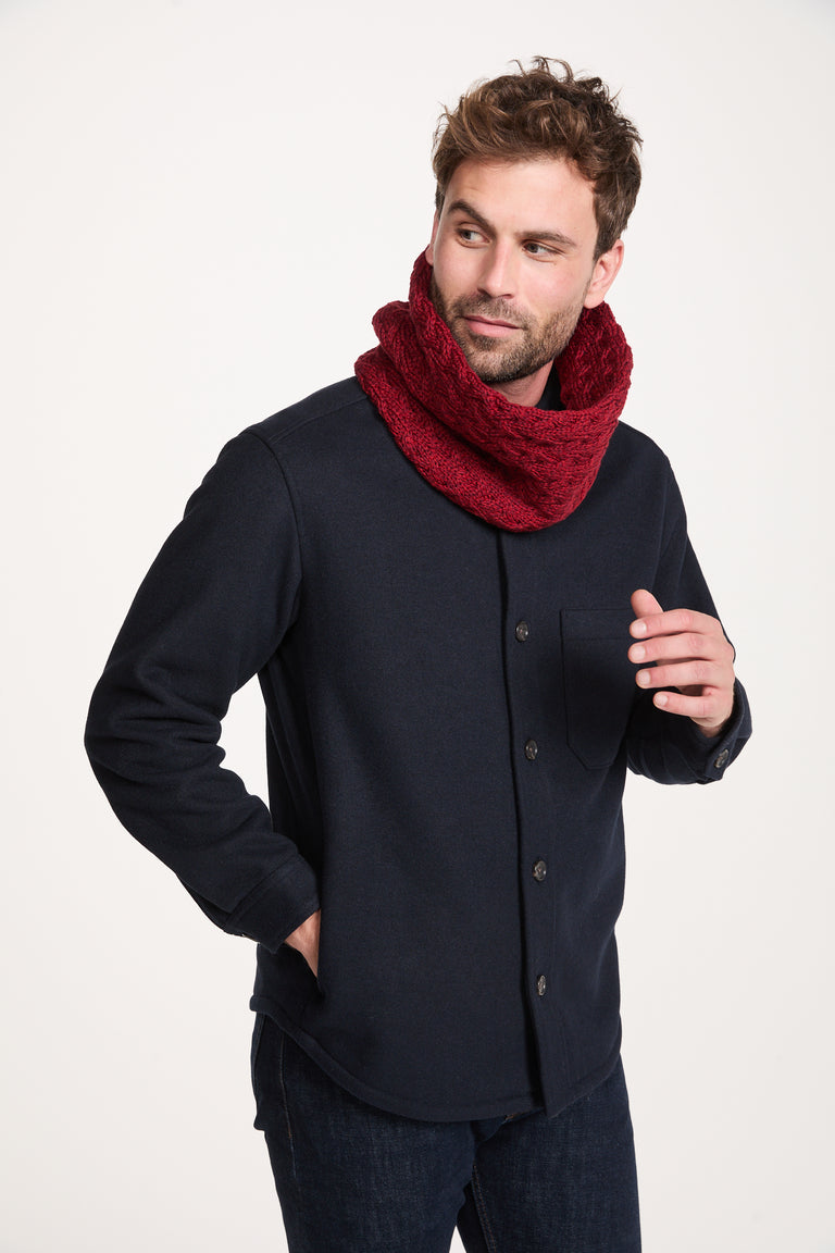 Newport Aran Cable Snood - Rua Red