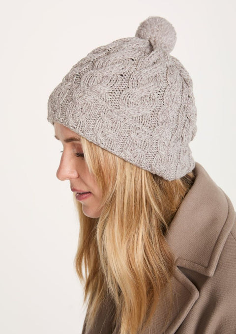 Clifden Cable Aran-Mütze mit Bommeln - Hafer