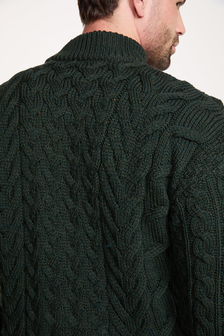 Corraun Herren Aran Zipper Merino Strickjacke - Creme