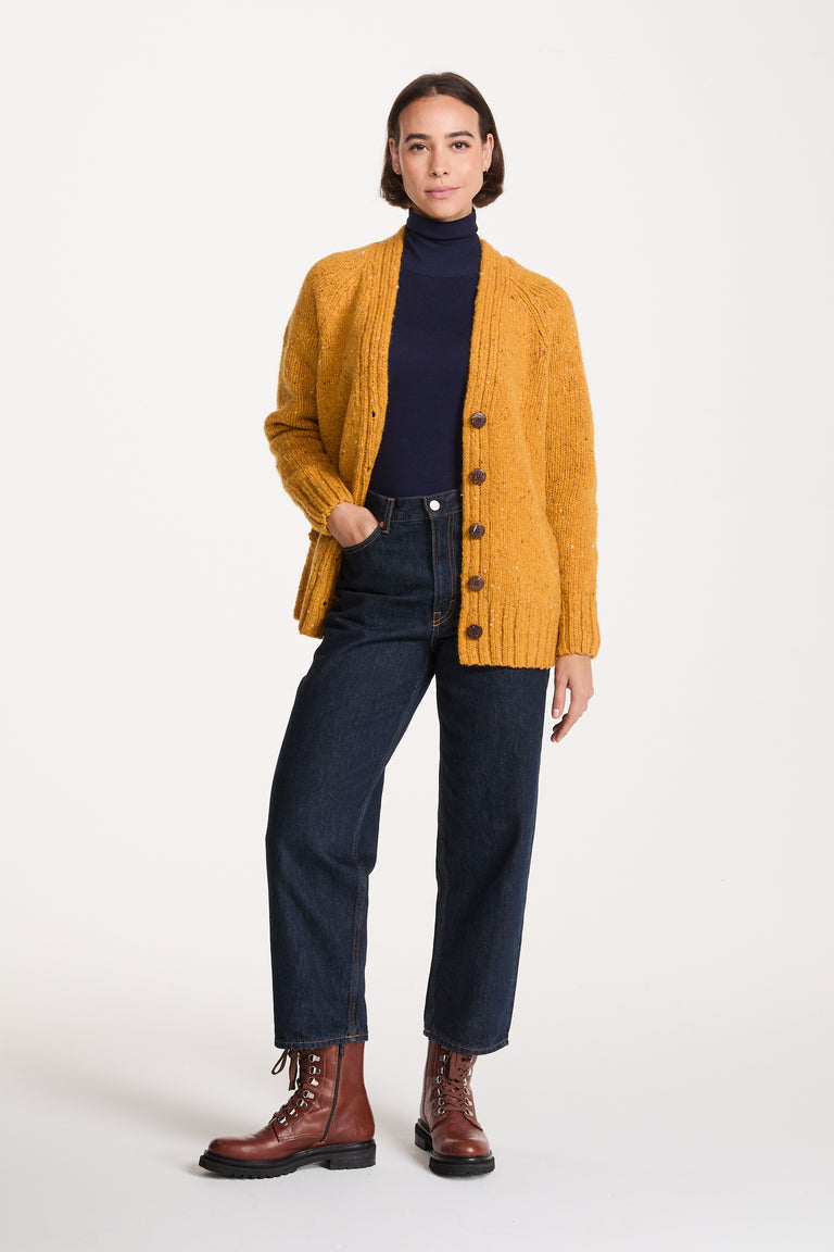 Bonny Glen Ladies Tweed Cardigan - Yellow