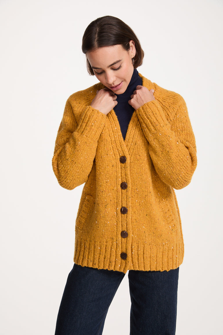 Bonny Glen Ladies Tweed Cardigan - Yellow