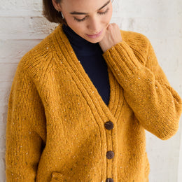 Bonny Glen Ladies Tweed Cardigan - Yellow