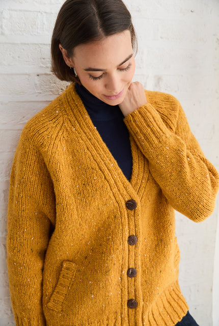 Bonny Glen Ladies Tweed Cardigan - Yellow